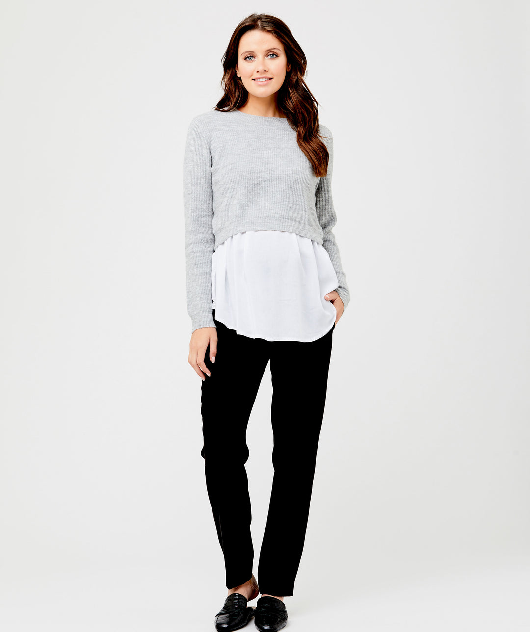 Mandy Detachable Nursing Knit Grey Marle