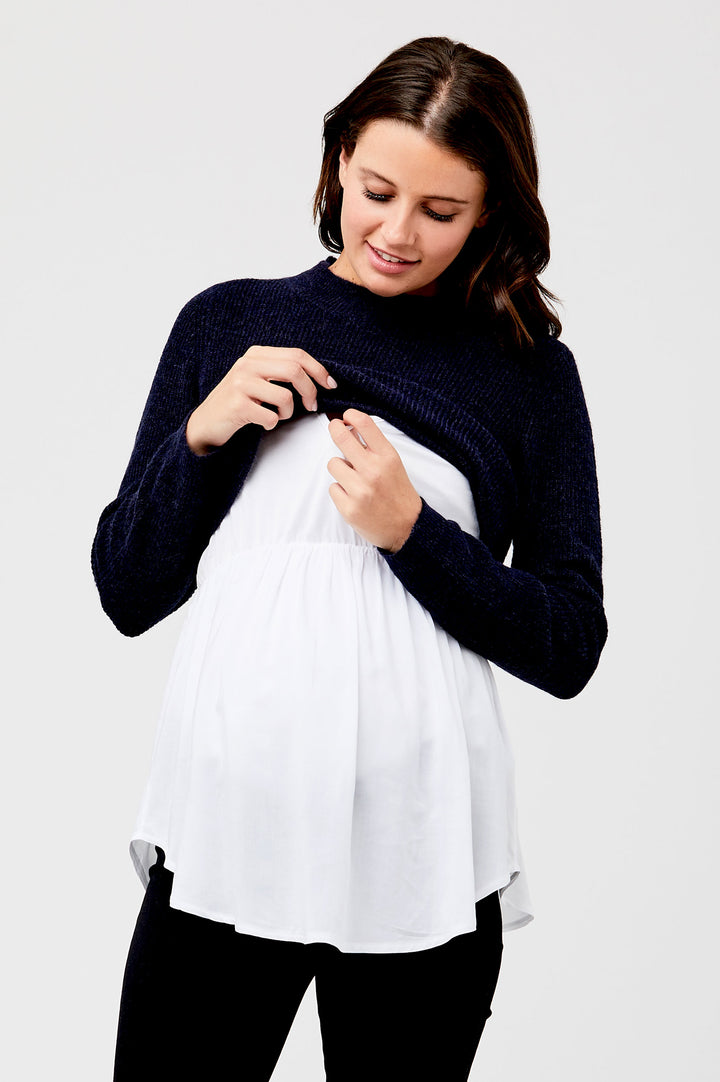 Mandy Detachable Nursing Knit Navy