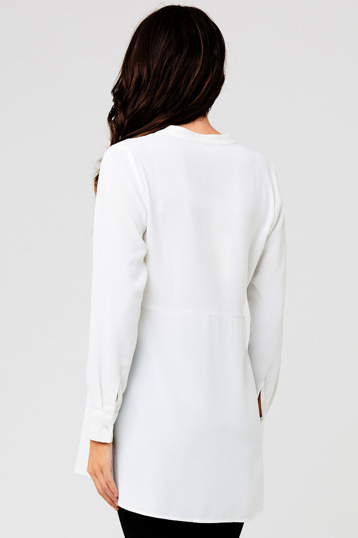 Blake Peplum Maternity Nursing Shirt White