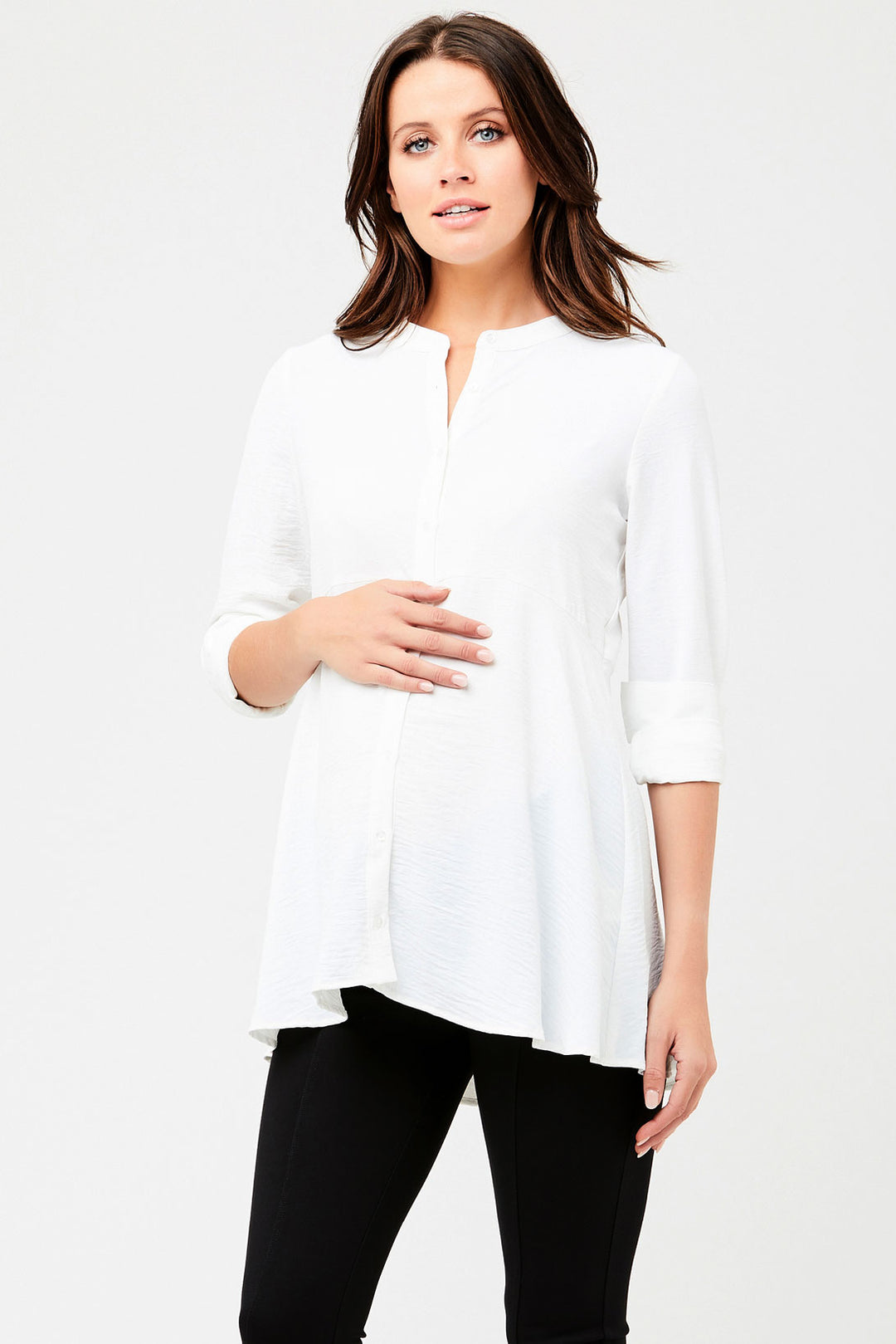 Blake Peplum Maternity Nursing Shirt White