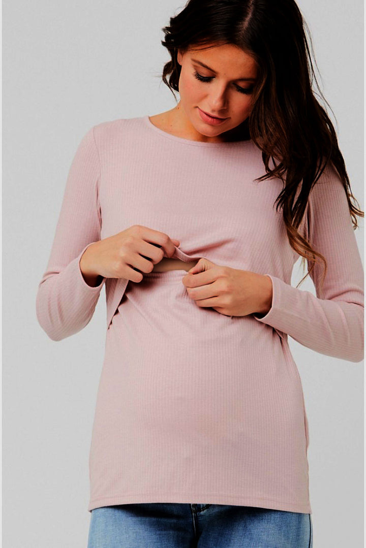 Tessa Rib Nursing Top Dusty Pink Ripe