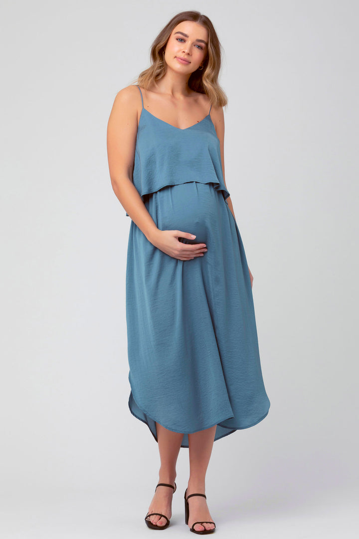 Slip Maternity Nursing Dress Blue