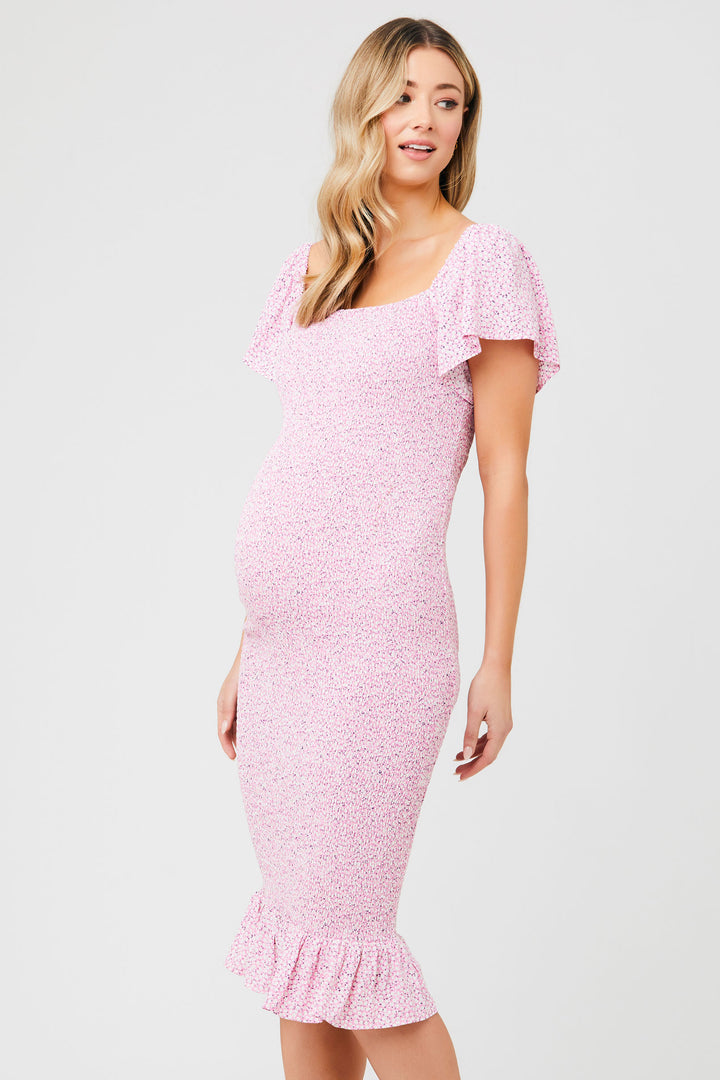 Selma Fitted Maternity and Nursing Dress in Pink