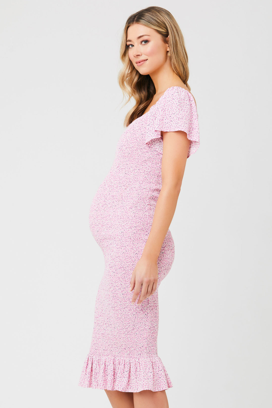 Selma Fitted Maternity and Nursing Dress in Pink
