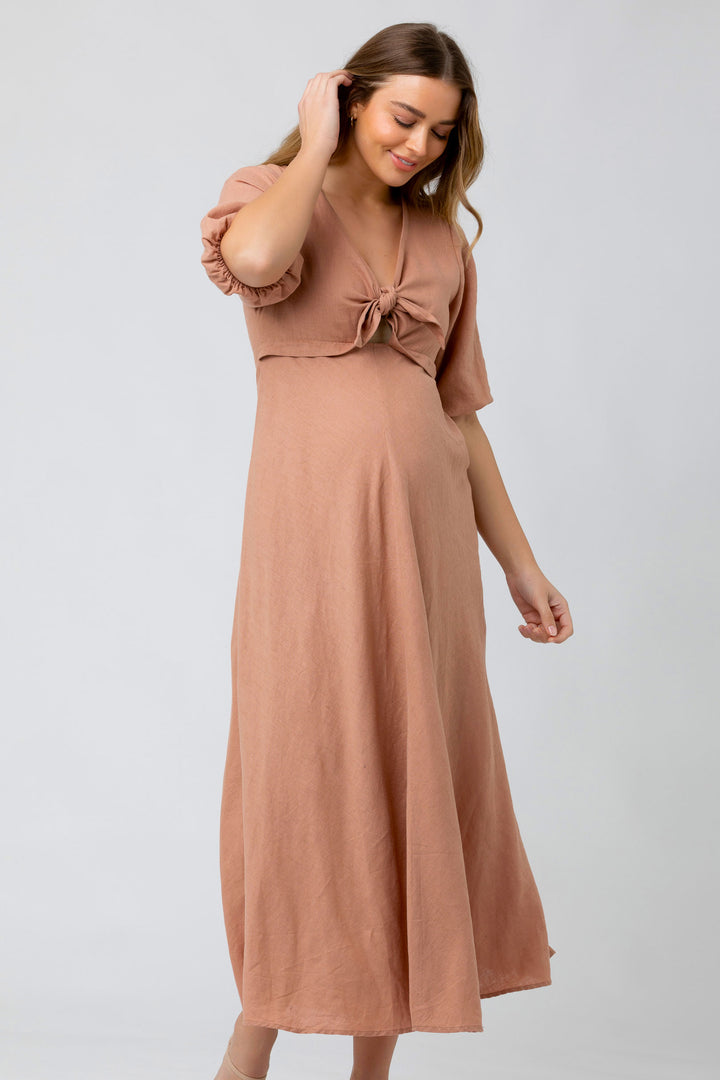 Camille Tie Front Dress Clay