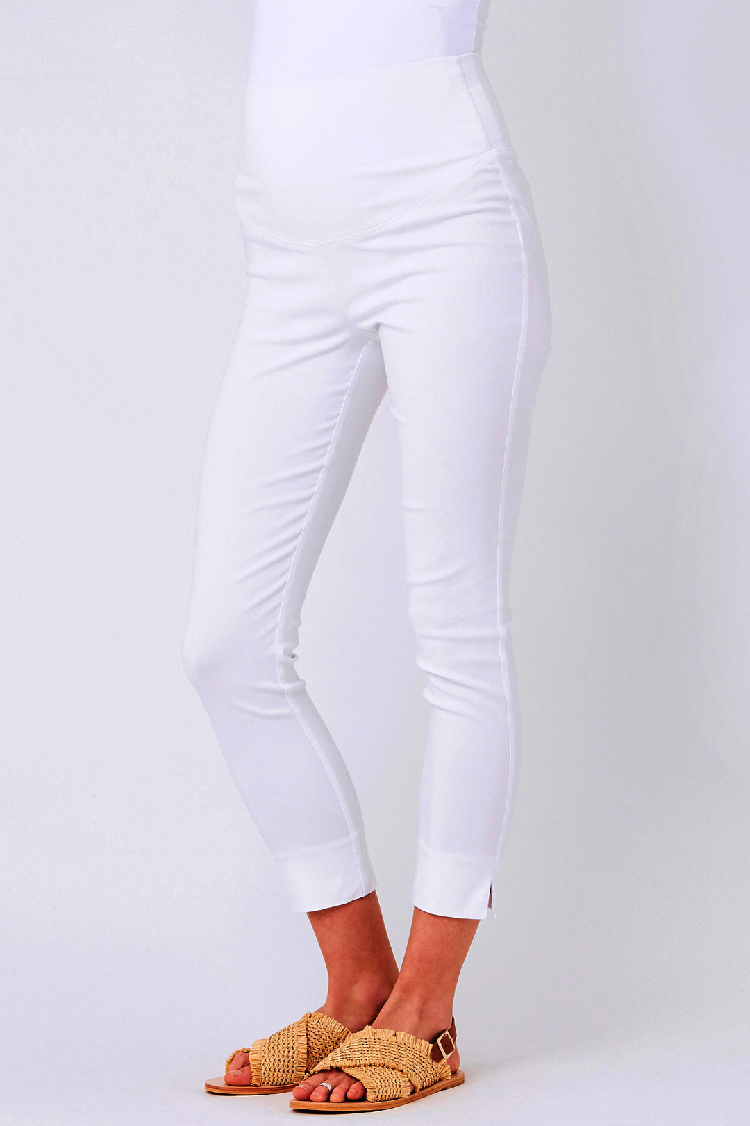 Sara Crop White Maternity Pants Ripe