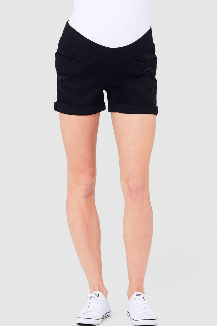 Baxter Maternity Black Denim Shorts Ripe