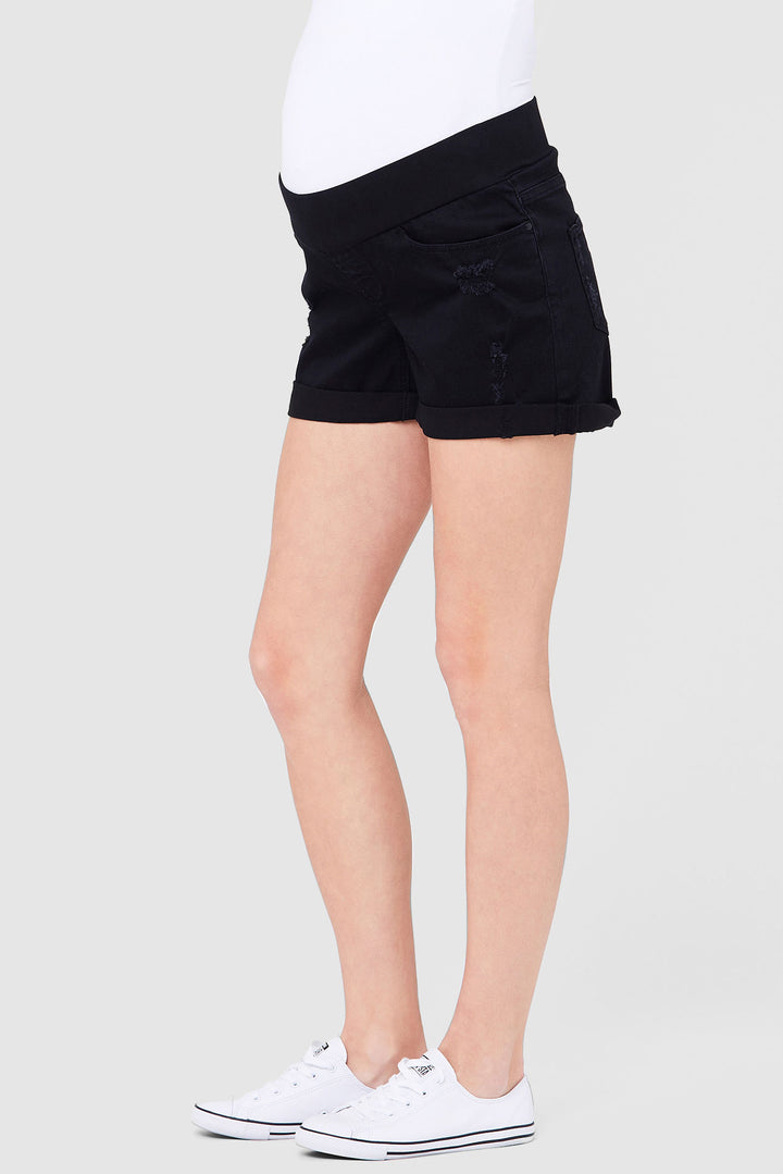 Baxter Maternity Black Denim Shorts Ripe