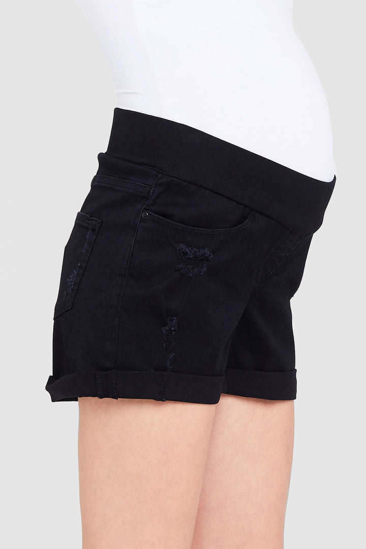 Baxter Maternity Black Denim Shorts Ripe