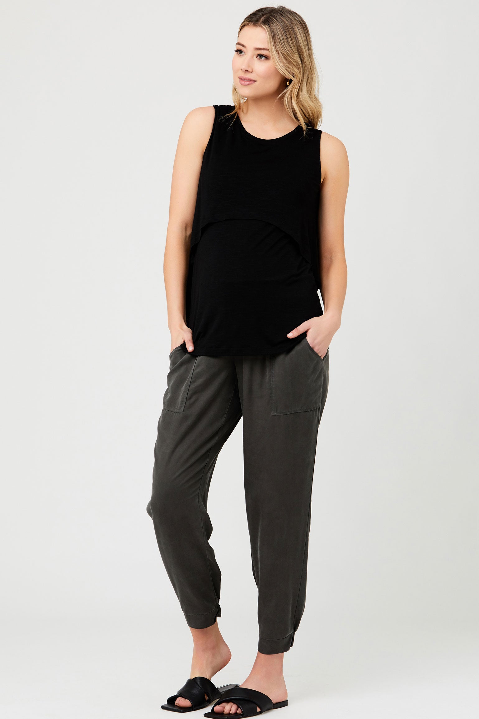 Swing Back Maternity Nursing Top Black XS