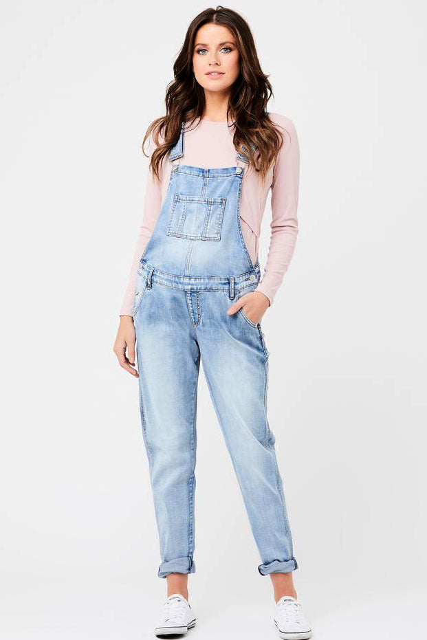 Arizona Pale Blue Denim Maternity Overalls Ripe