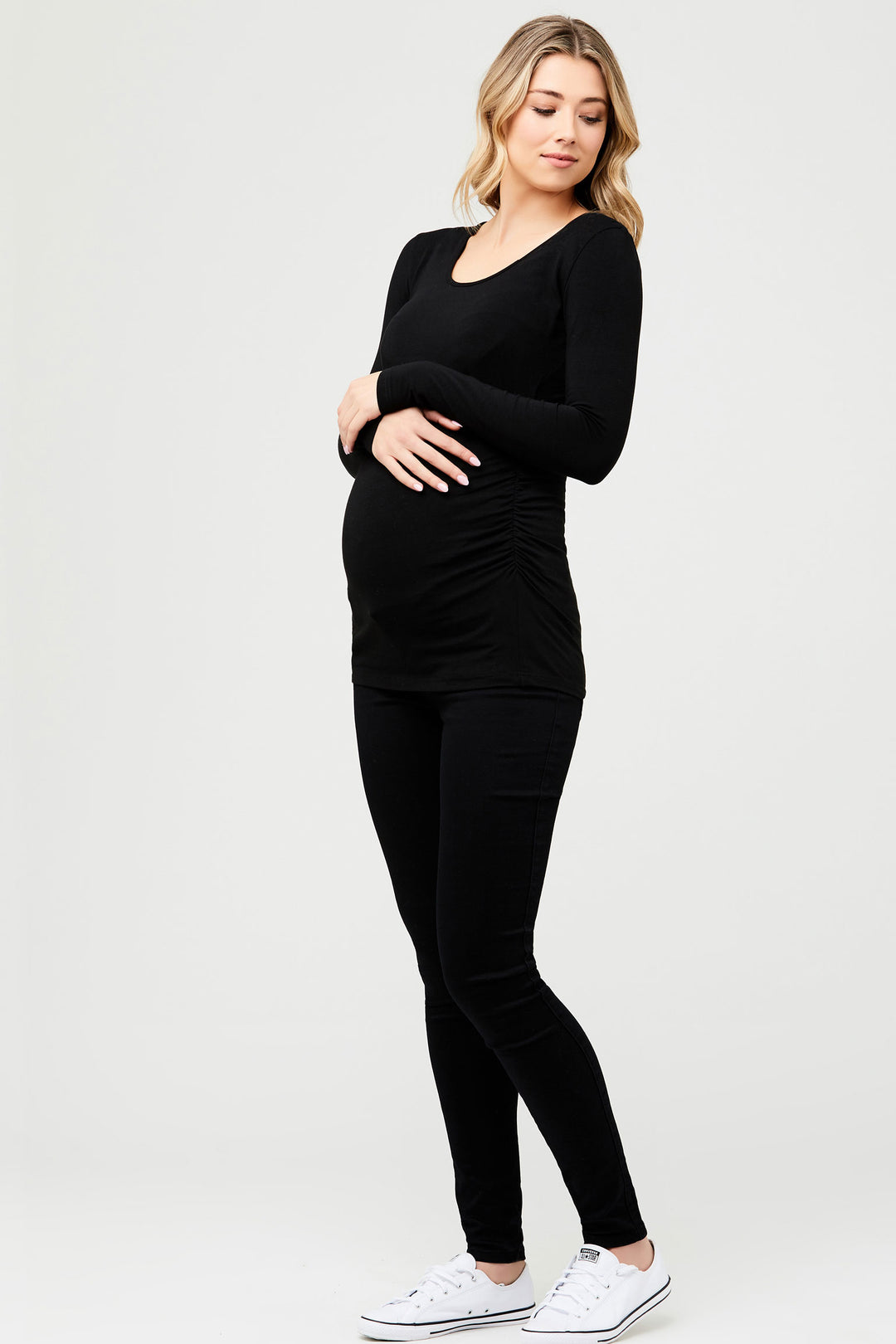 Kate Organic Cotton Maternity Nursing Top in Black Ripe