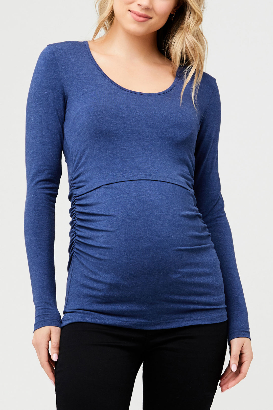 Kate Organic Cotton Maternity Nursing Top in Denim Marle Ripe