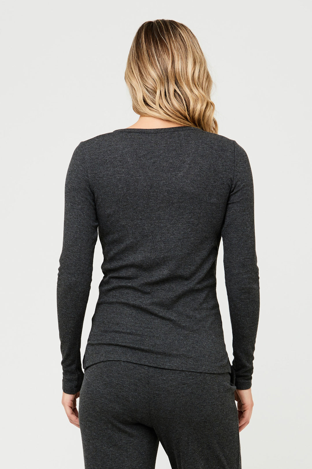 Jersey Rib Top in Charcoal Ripe