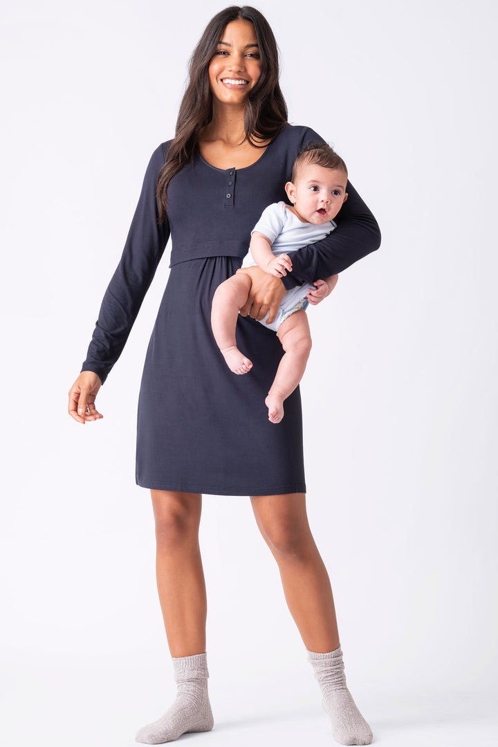 Zarina Long Sleeve Maternity & Nursing Nightie Seraphine