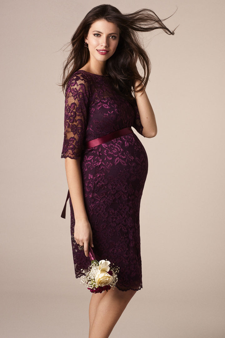 Tiffany Rose Amelia Maternity Lace Dress in Claret - Seven Women Maternity