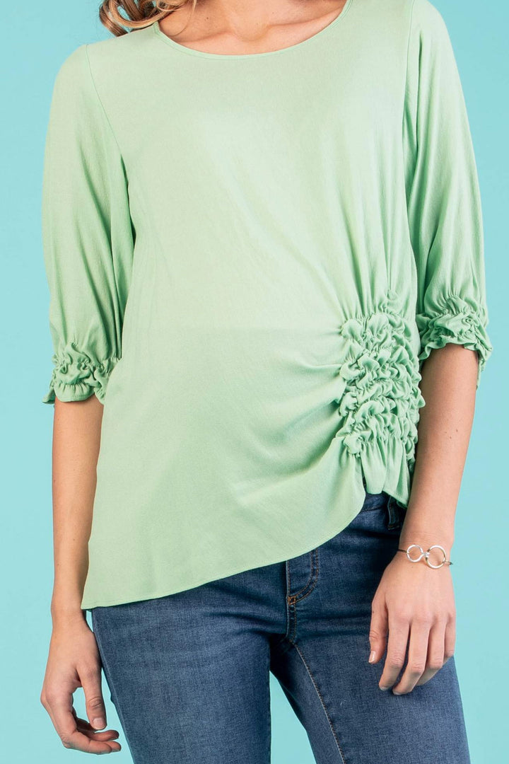 The Alyssa Side-Detailed Maternity Top in Pistachio - Seven Women Maternity