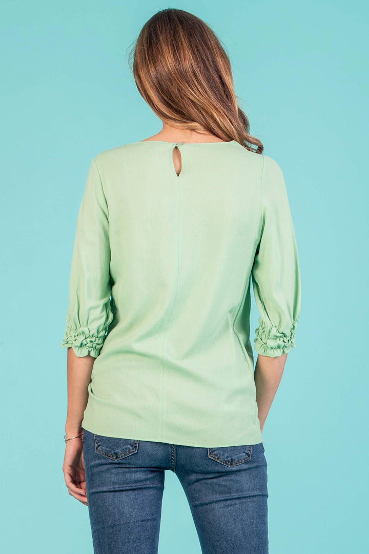 The Alyssa Side-Detailed Maternity Top in Pistachio - Seven Women Maternity