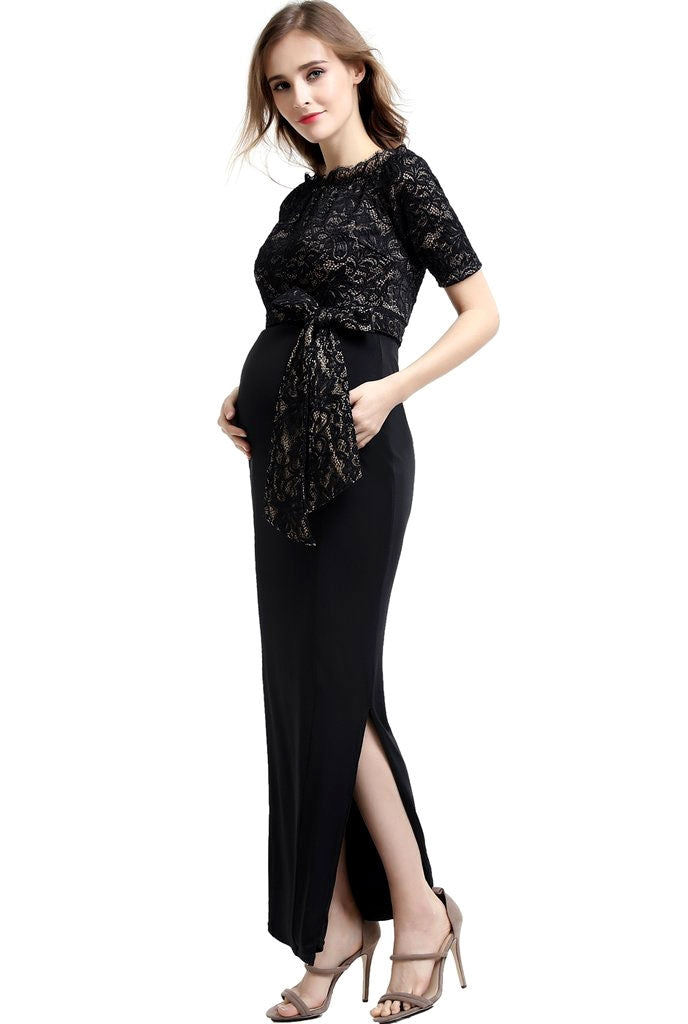 Bridget Lace Off Shoulder Maxi Maternity Dress - Seven Women Maternity
