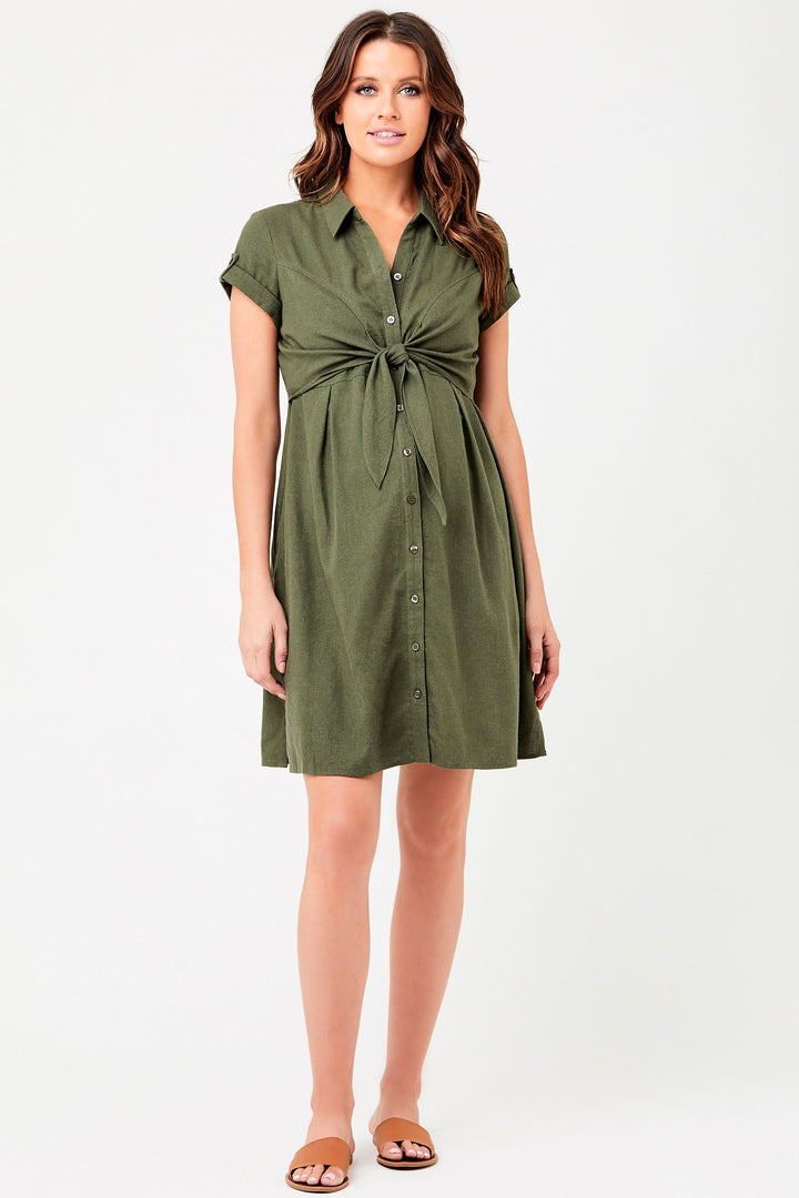 Colette Linen Maternity Nursing Dress - Seven Women Maternity