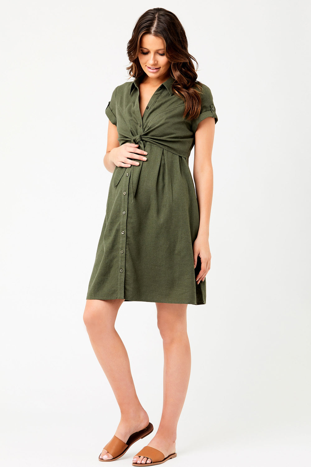 Colette Linen Maternity Nursing Dress - Seven Women Maternity