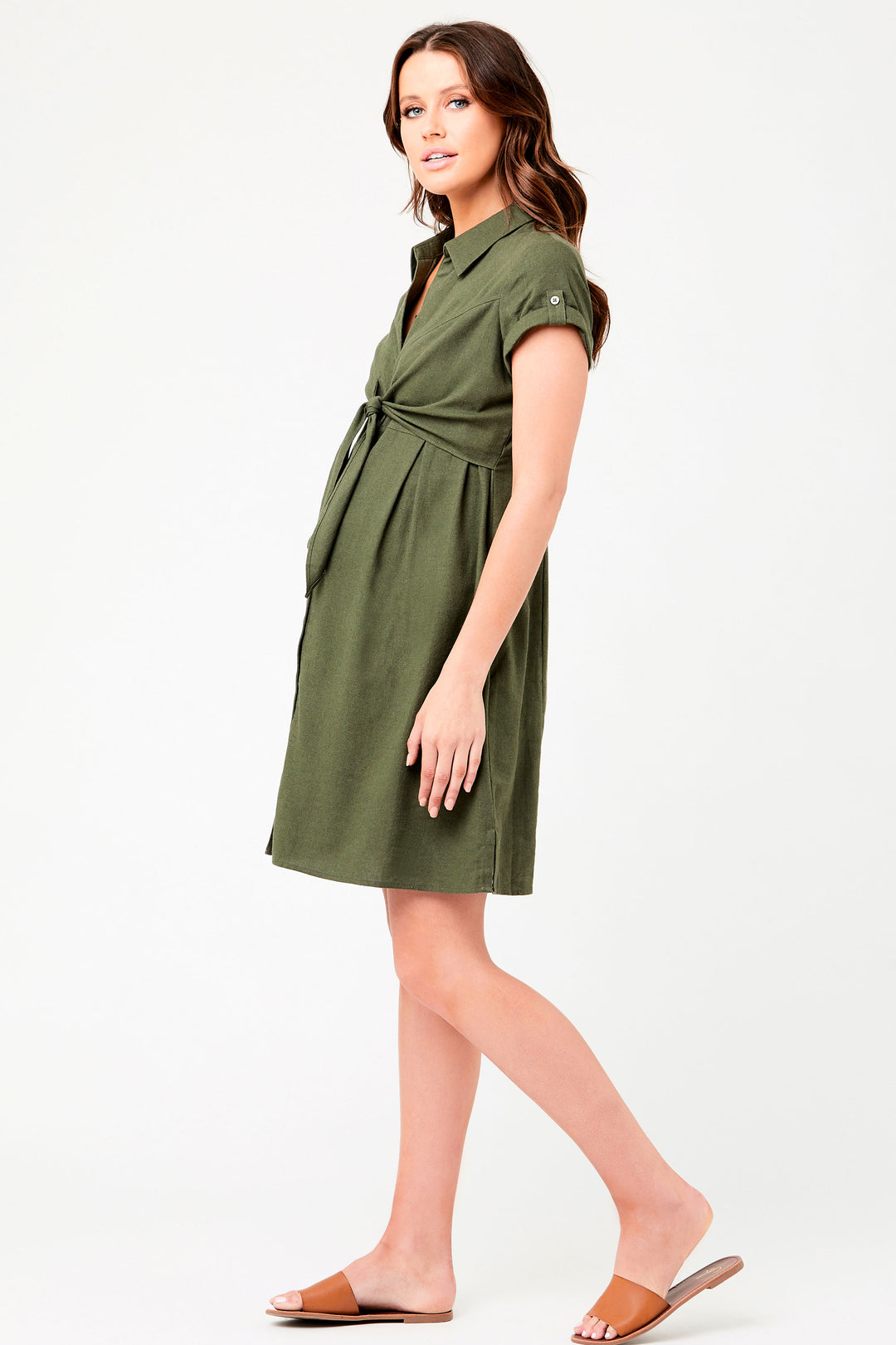 Colette Linen Maternity Nursing Dress - Seven Women Maternity