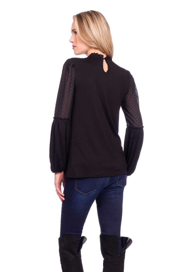 Seraphine Jessamine Semi Sheer Black Maternity Blouse - Seven Women Maternity