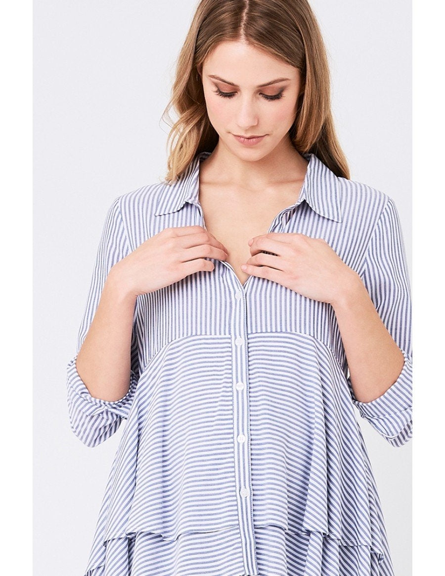 Ripe Strip Layered Peplum Shirt - Seven Women Maternity