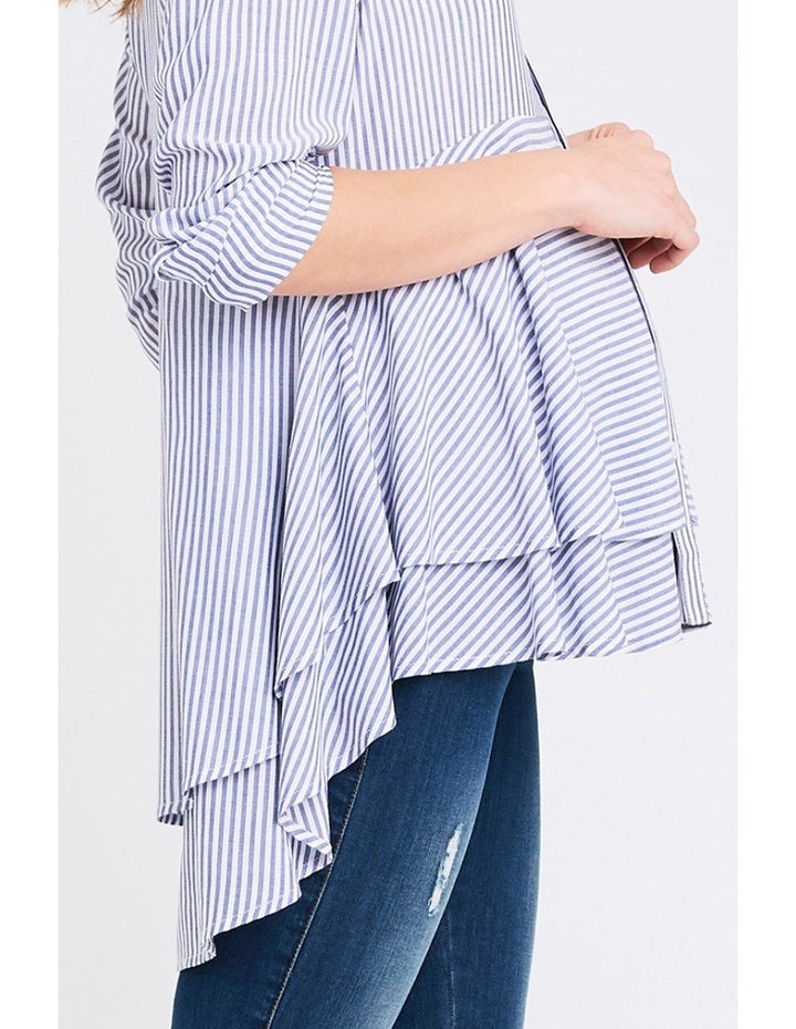 Ripe Strip Layered Peplum Shirt - Seven Women Maternity