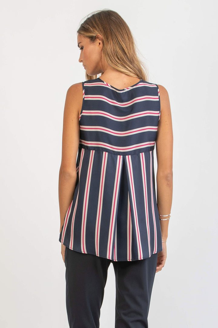 The Serena Navy Striped Maternity blouse by Attesa - Seven Women Maternity