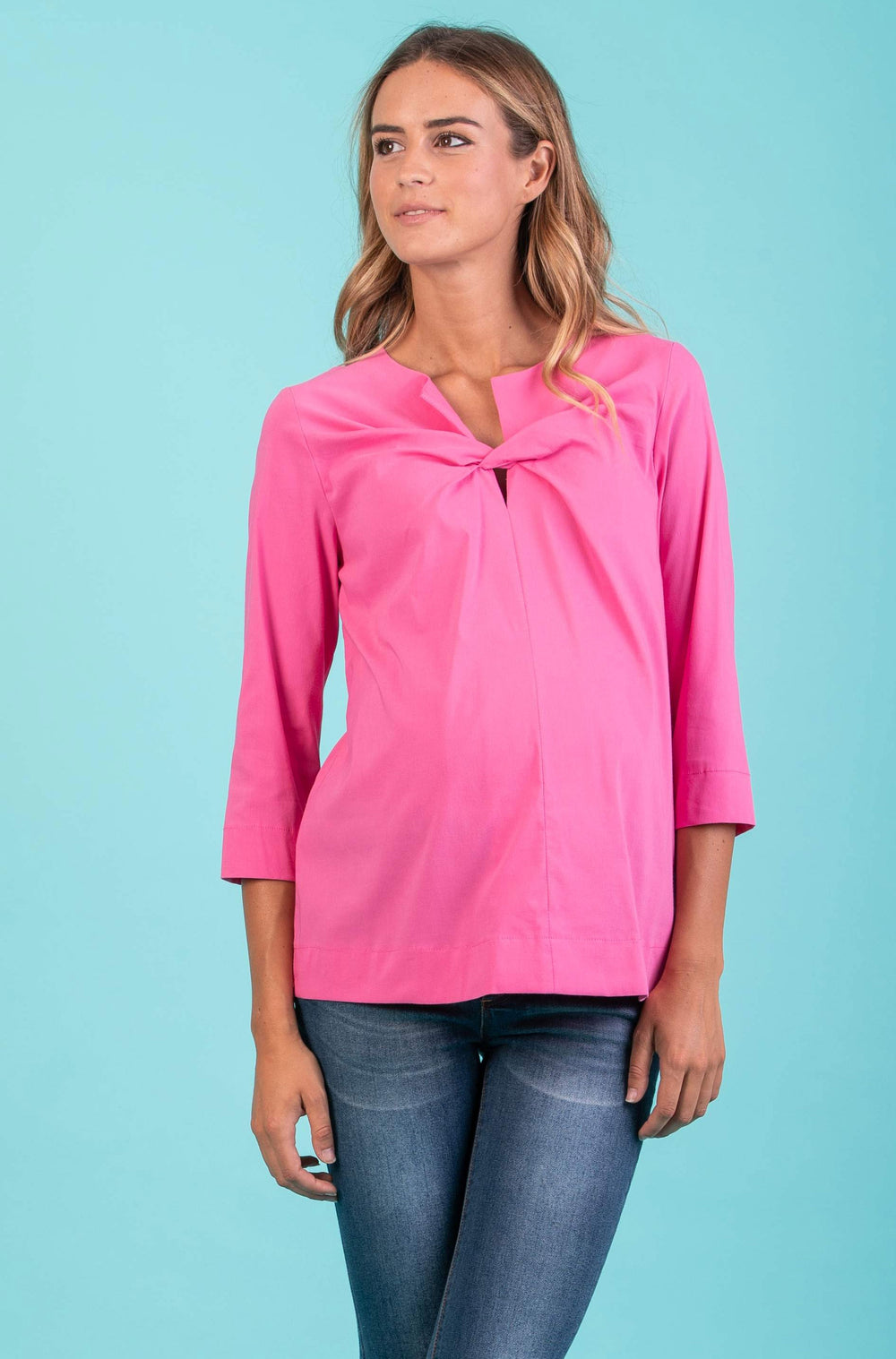 Thea Maternity Poplin Shirt in Pink - Seven Women Maternity